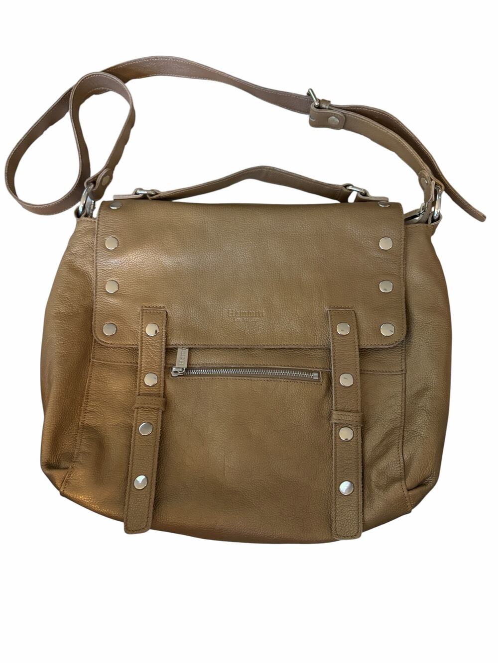 Rare Vtg Hammitt Los Angeles Large Studded Leather Messenger Bag LA Stitched Tag
